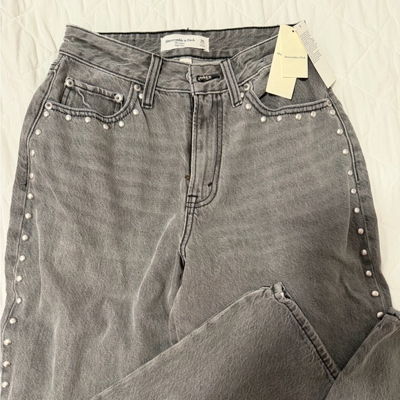 Abercrombie & Fitch High Rise Studded Jeans - Gray - Picture 3 of 4